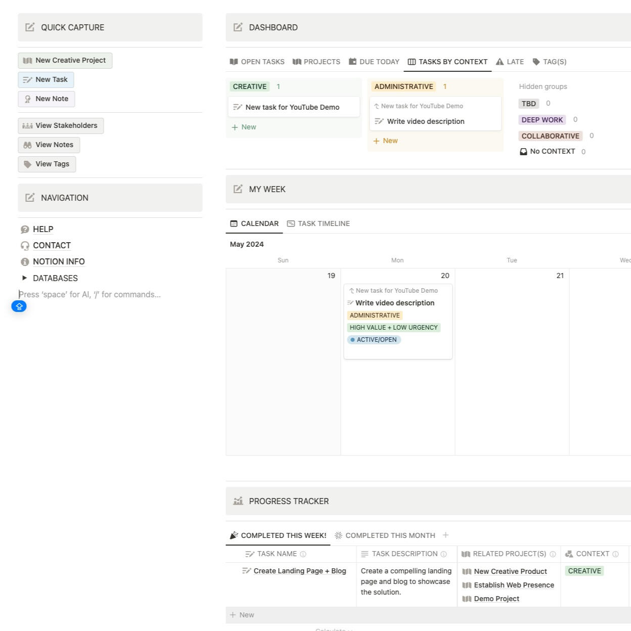 Tasks by Context