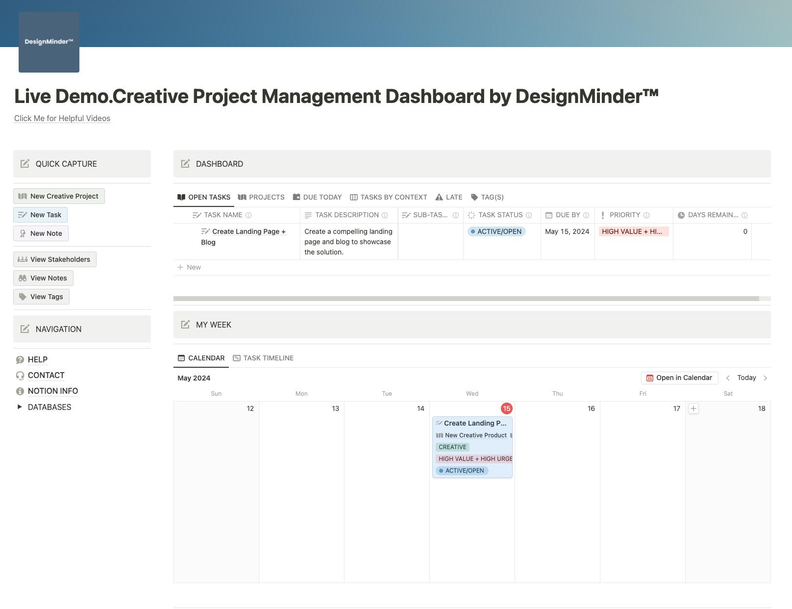 Creative Project Management Dashboard